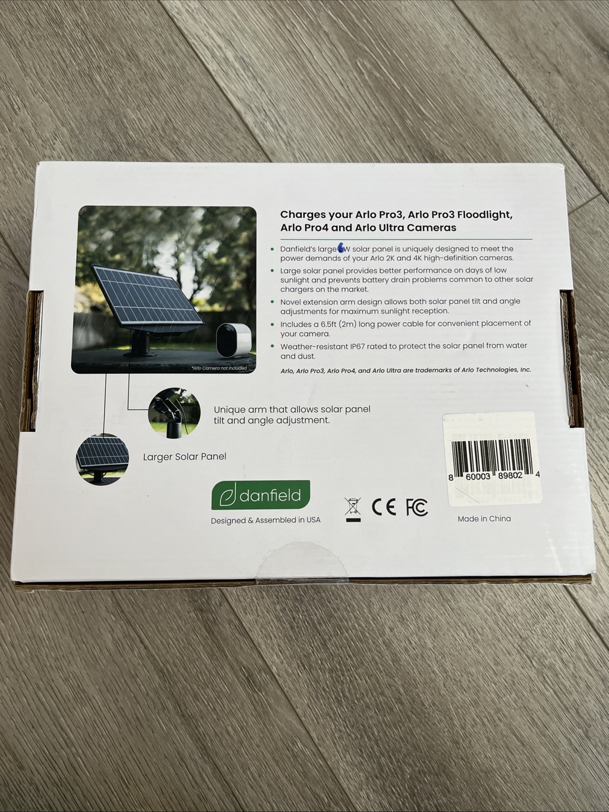 6W Solar Panel Charger For Arlo Pro 3 Floodlight, Pro 4 & Pro 5S Outdoor Cameras