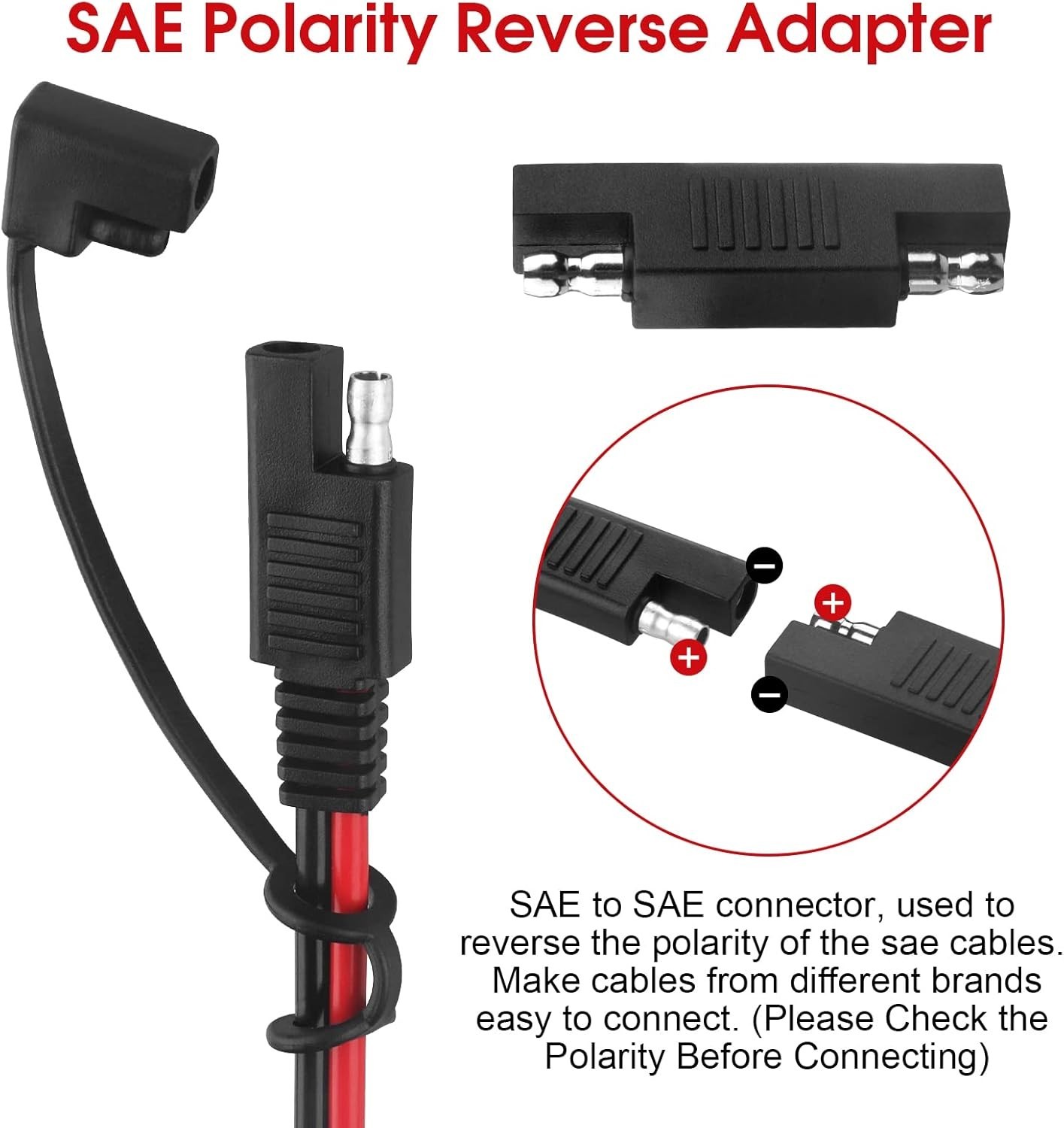 DC 8mm Male to SAE Connector 6Ft 14AWG Cable for Explorer 160-1000 Solar