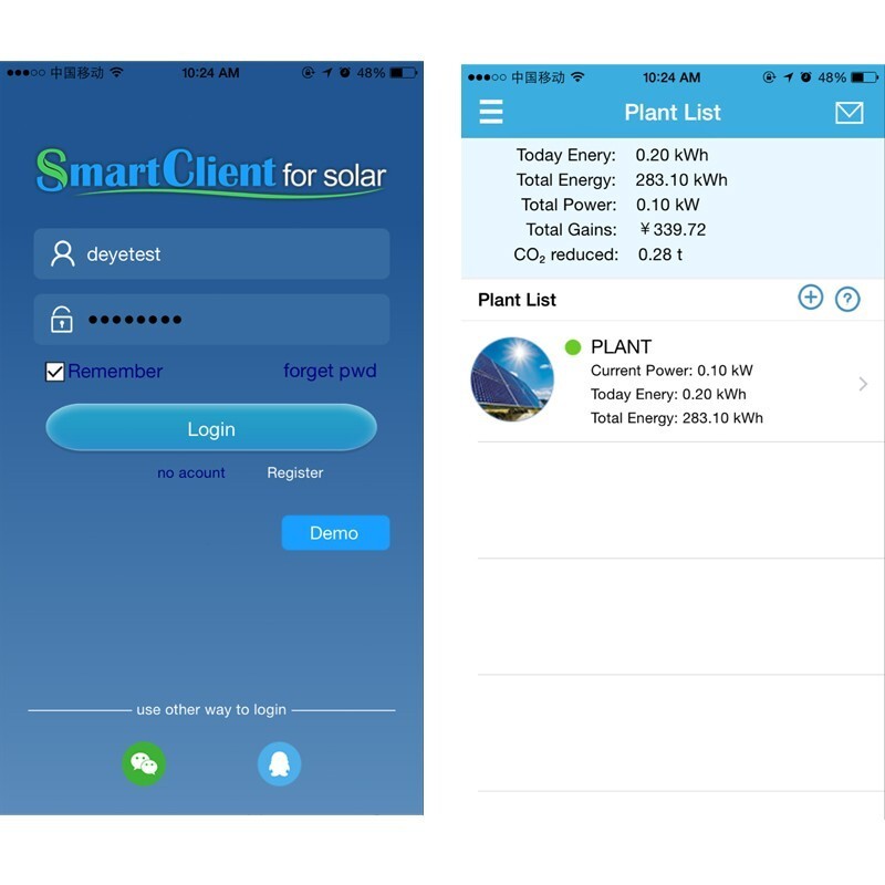 RS485 Connected Web/Phone App on Line Monitoring for SUN Series Inverter