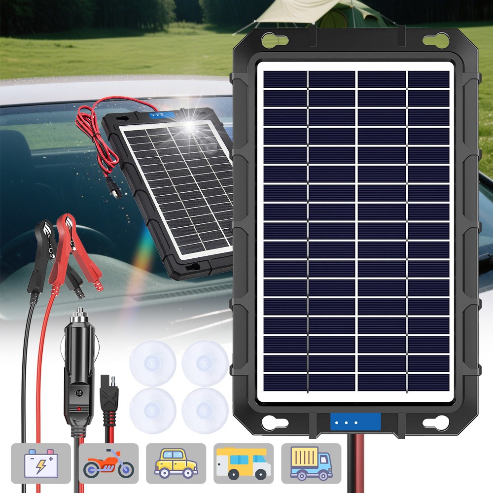 20W Solar Panel Tender Trickle Charger Kit Battery Maintainer for Car RV Trailer