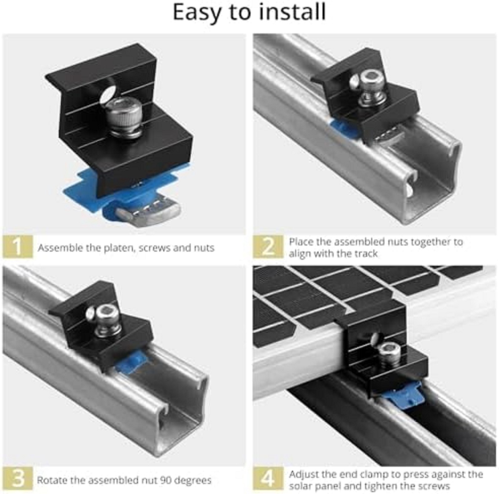 10Pcs Solar Panels Mid Clamps for Unistrut Aluminium Panel Brackets 30Mm/35Mm