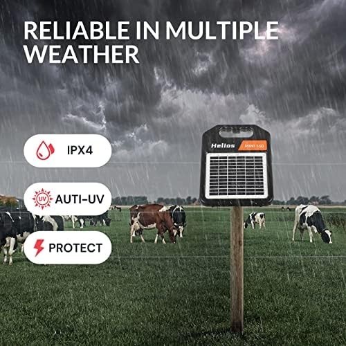 10 Miles Solar Electric Fence Charger with Day/Night Mode, 0.11J Portable Solar