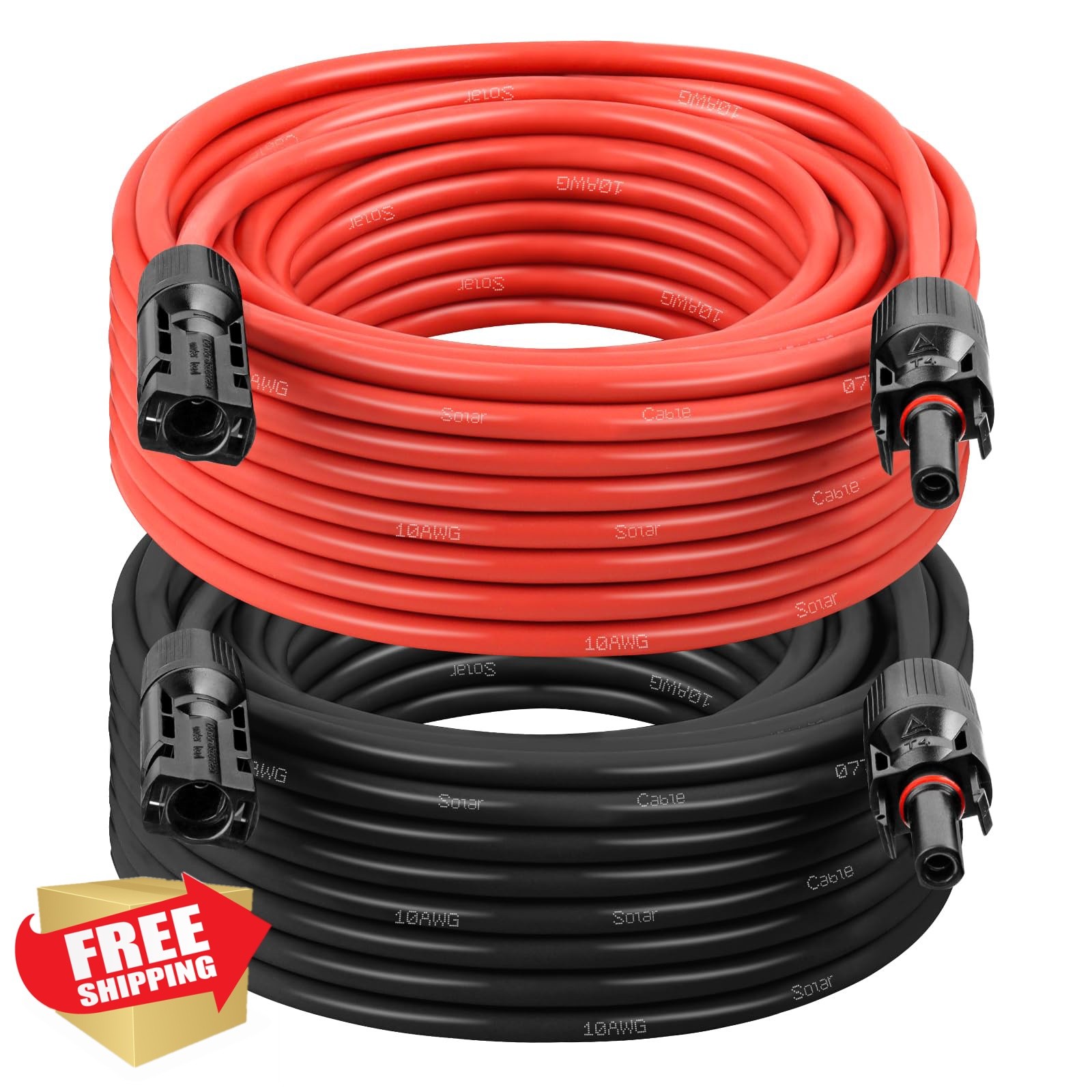 XRDS-RF 10AWG 30FT Solar Extension Cable 2 Pack Red/Black
