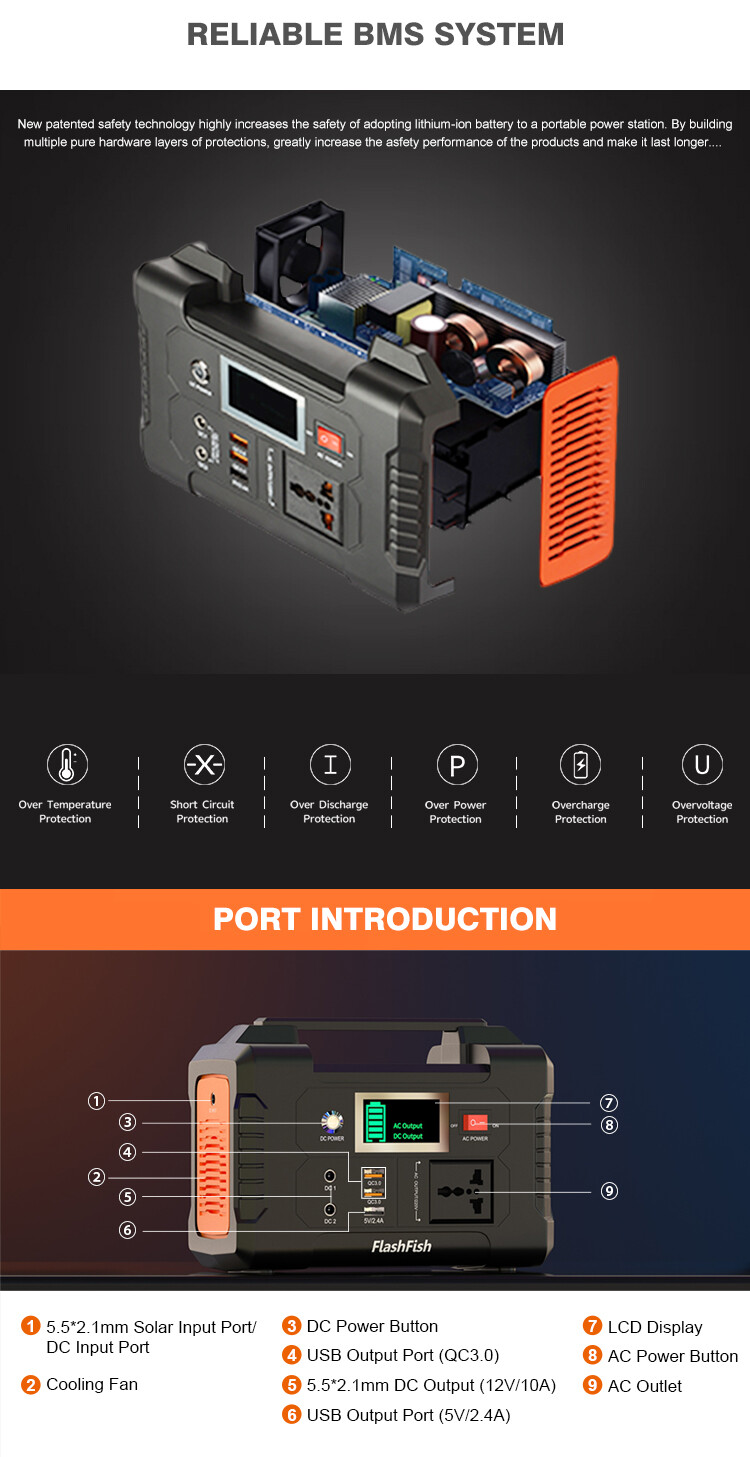 Portable Power Bank 40800MAH for Outdoor Travelling, Support Solar Recharging