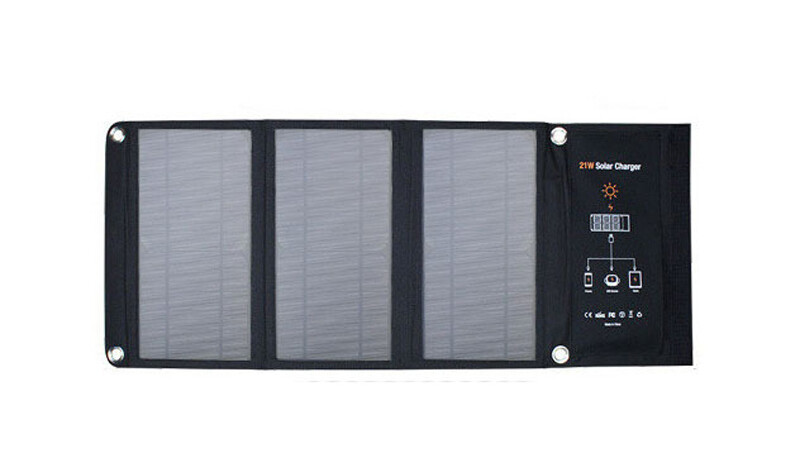 Folding Solar Panel 5V 21W Fast Dual USB Charge Power Bank For Cell Mobile Phone