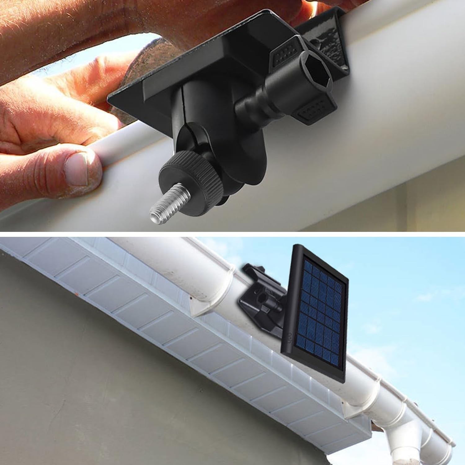 Universal Gutter Mount for Solar & Security Cameras – No Drill, Adjustable St…
