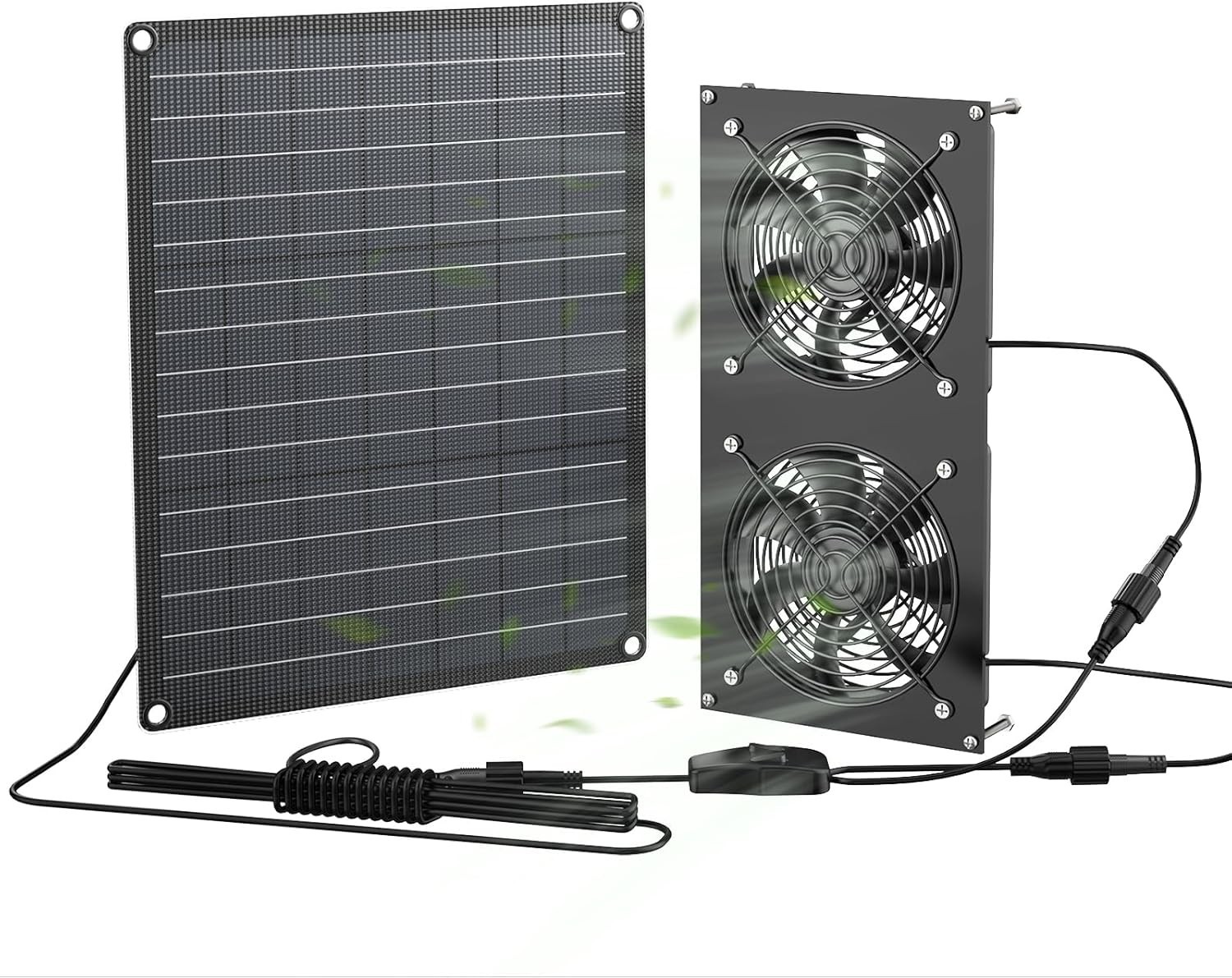 12W Solar Panel Powered Fan Kit, Dual Waterproof Fans, 2500RPM High Speed, S…
