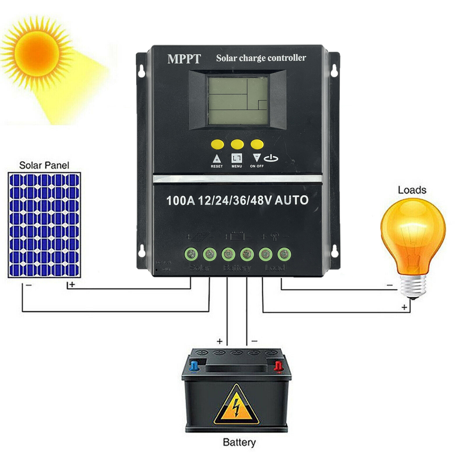 60A 80A 100A Solar Panel Charge Controller MPPT 12V 24V 36V 48V Auto Regulator