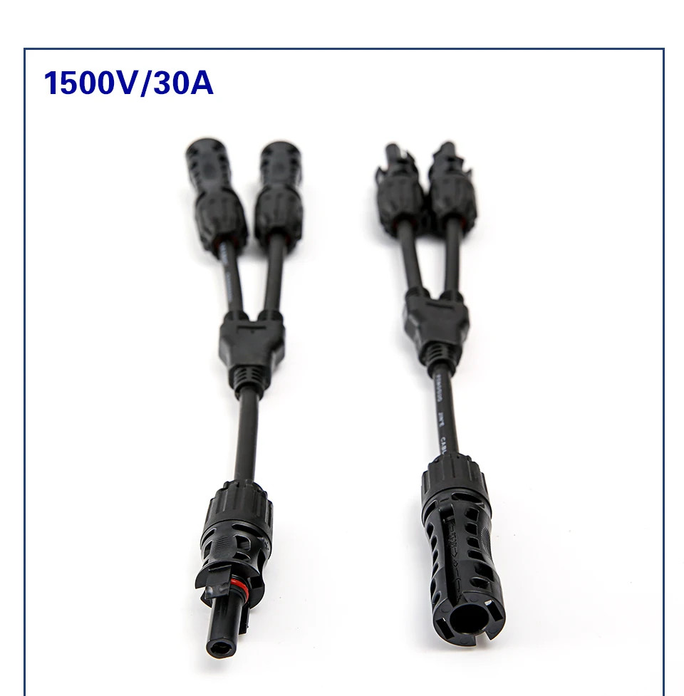 Parallel Connector 2-to-1 PV 1000V 30A Branch Adapter Cable For Combiner Box