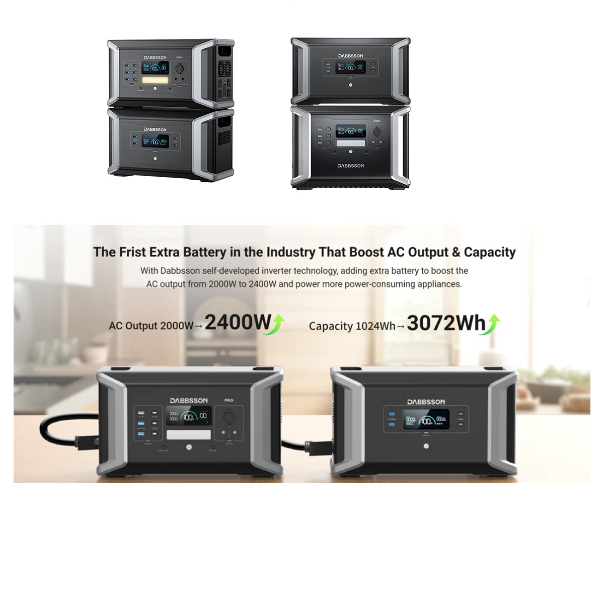 Dabbsson Power Station Solar Generator + Expandable Battery for RV Trip Home