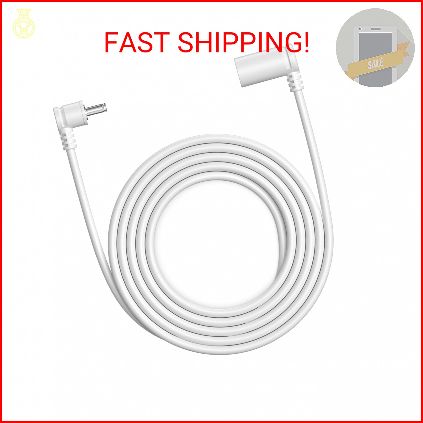 10 ft. Barrel Plug Extension Cable – Compatible with Ring Solar Panel and Super