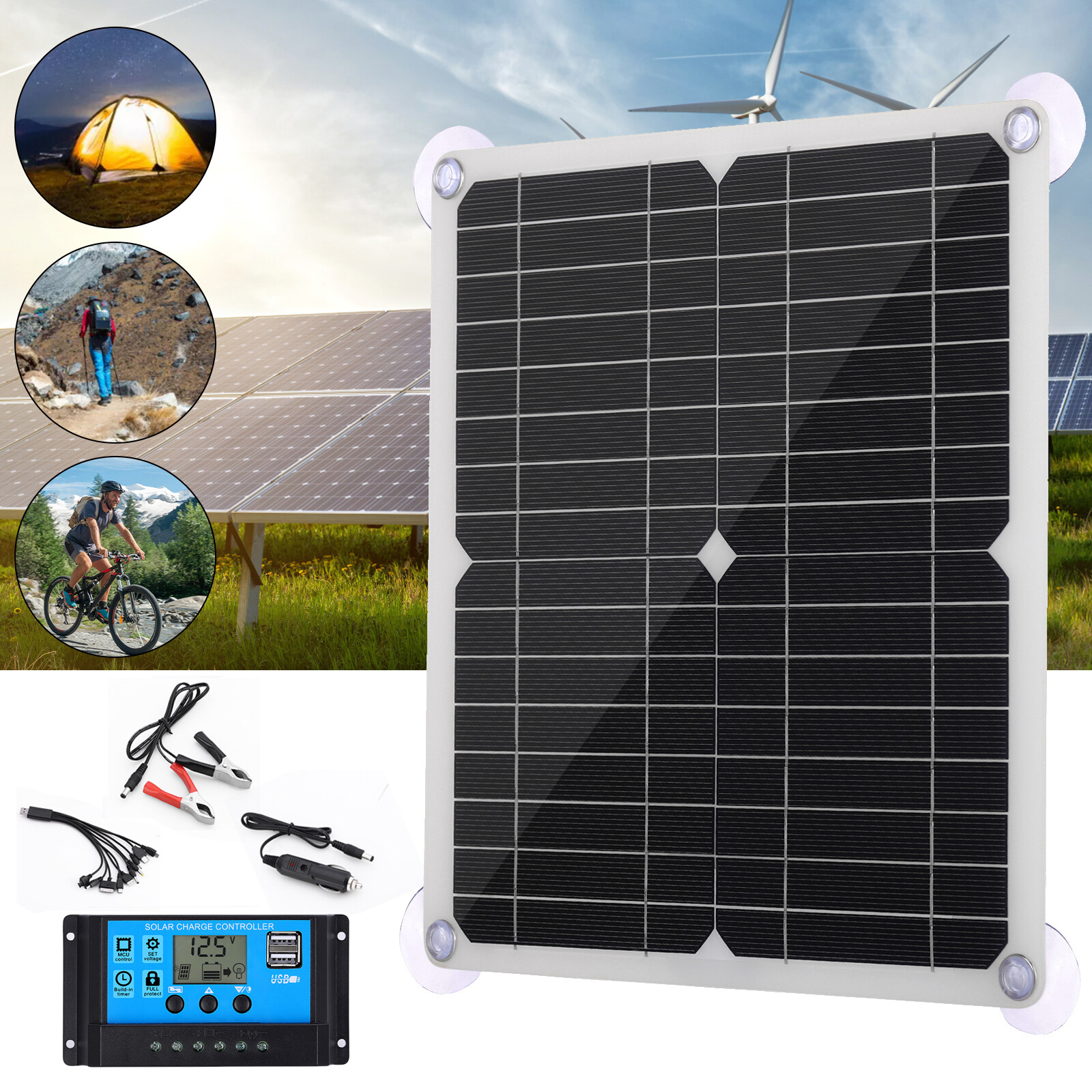200 Watts Solar Panel Kit 100A 12V Battery Charger with Controller Caravan Boat