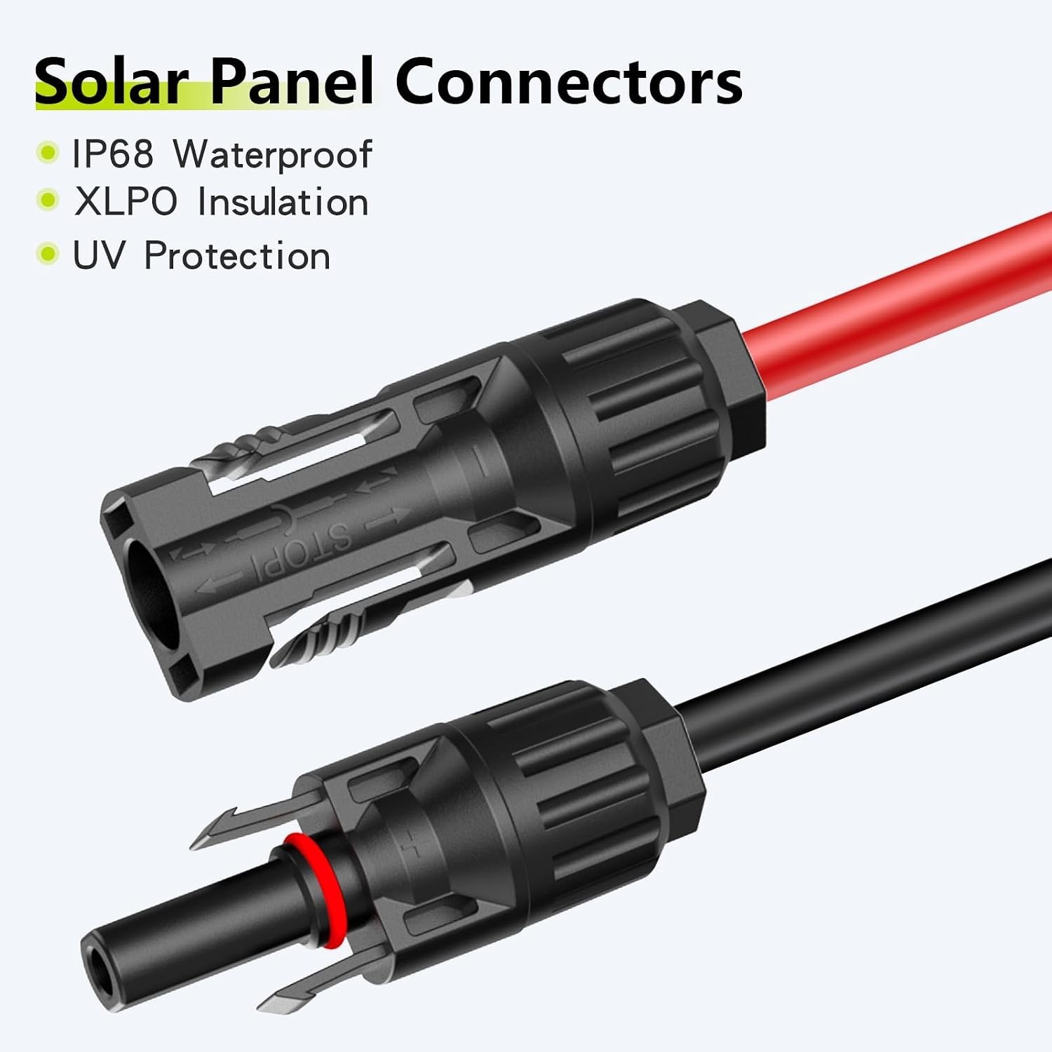 6.6Ft 10AWG, Solar Wire with Tool-Free Solar Connectors, Waterproof Solar Pan…
