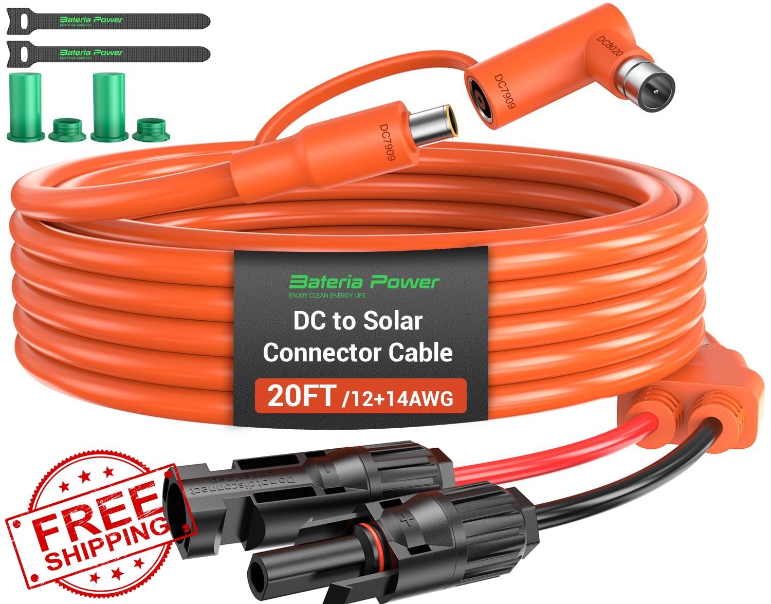 Bateria Power 20FT Orange Solar Adapter