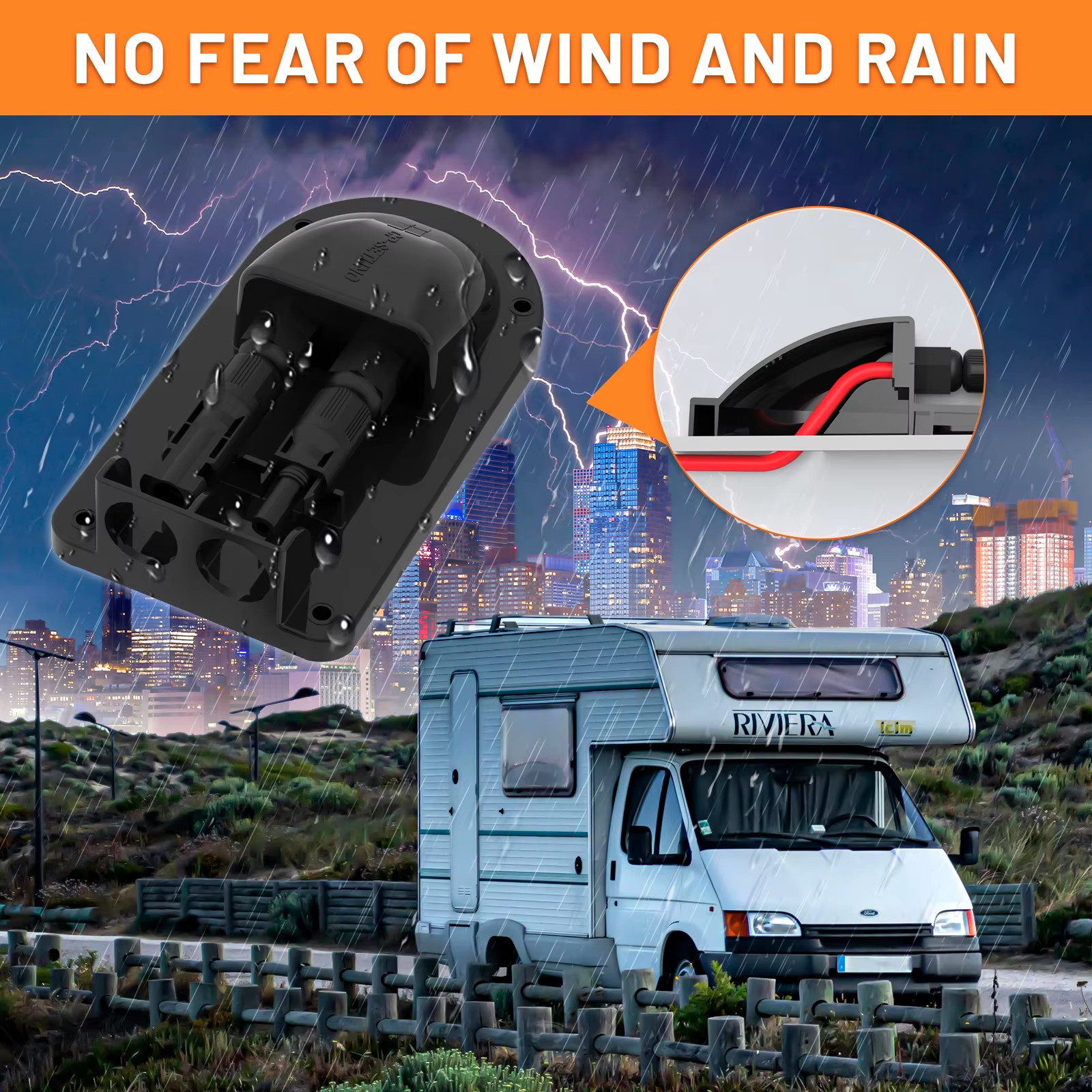 Solar Double Cable Entry Gland Box ABS Waterproof Dual Wire Connector Adapter Id