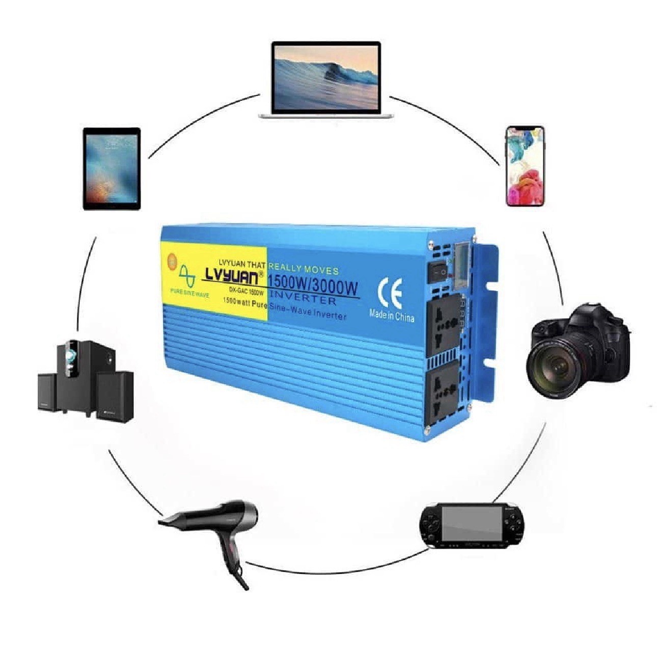 LVYUAN 3000W Pure Sine Wave Power Inverter – 24V DC to 110V AC – 6000W Peak