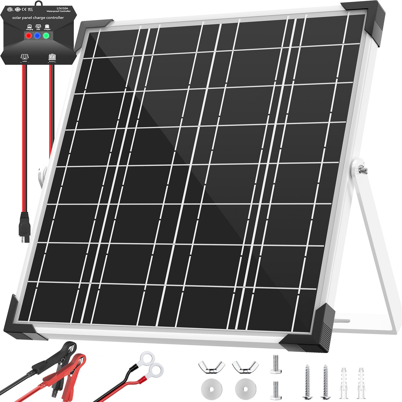 Solar Panel Kit 20W 12V, Solar Battery Trickle Charger Maintainer, Waterproof…