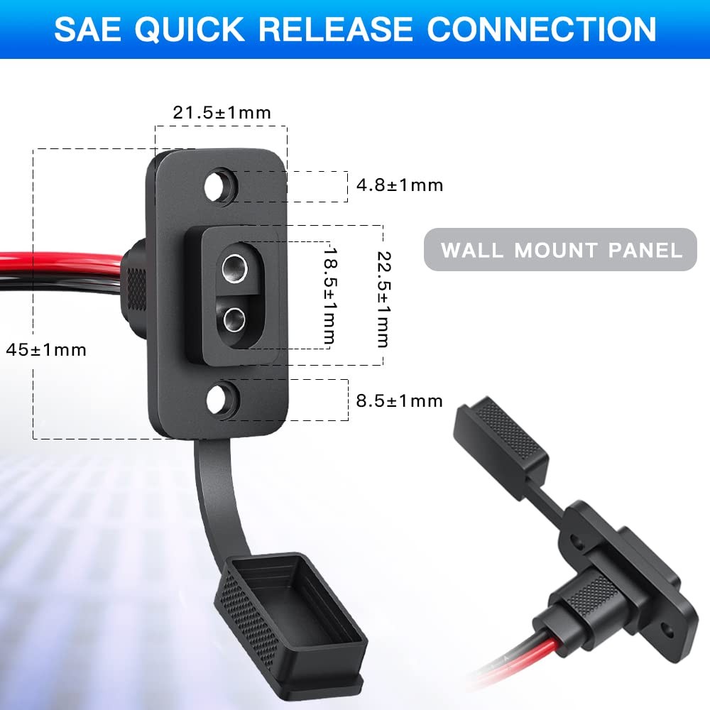 SAE Connector, Rectangular SAE Power Socket Sidewall Port, Weatherproof SAE Q…