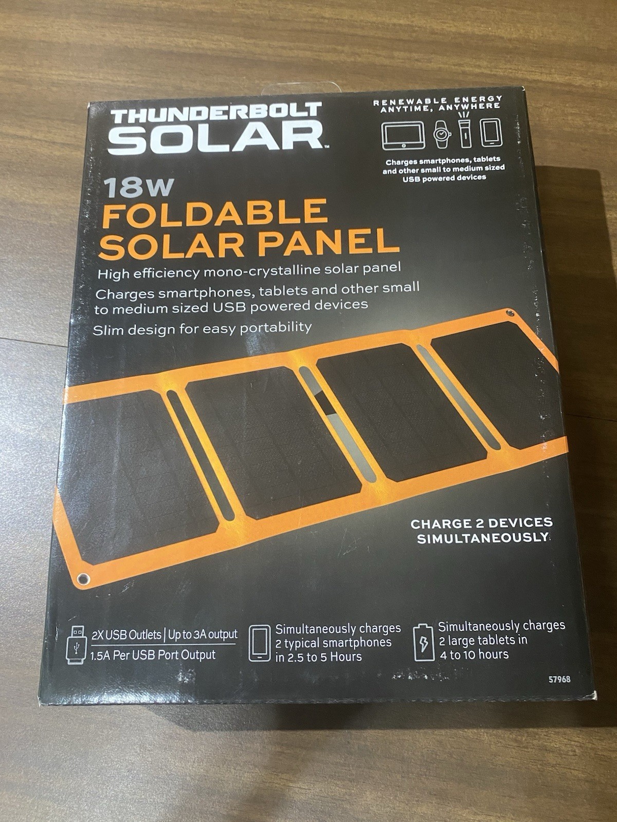 Thunderbolt 18W Foldable Solar Panel. 2 USB, Weather Resistant FREE SHIPPING
