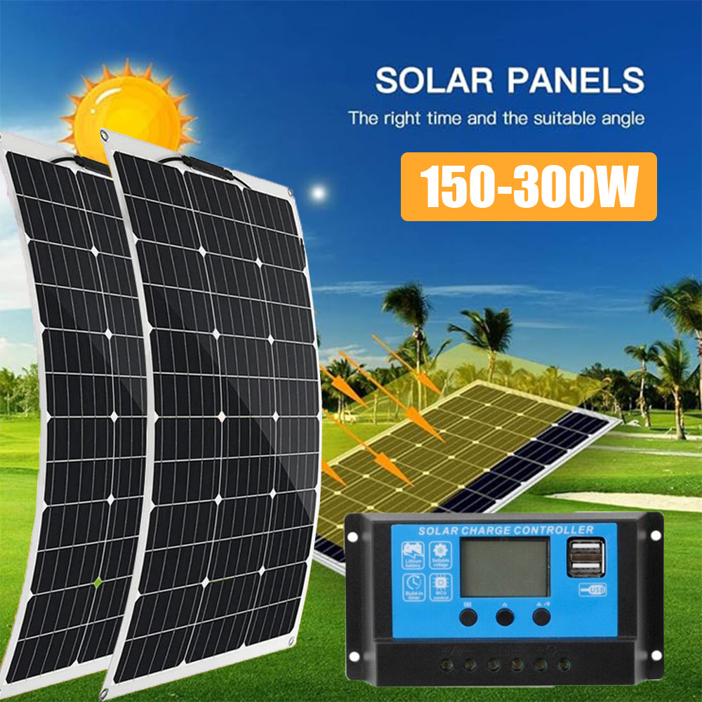 300W Electricity Complete Monocrystalline Solar kit Off Grid PWM 30A Controller