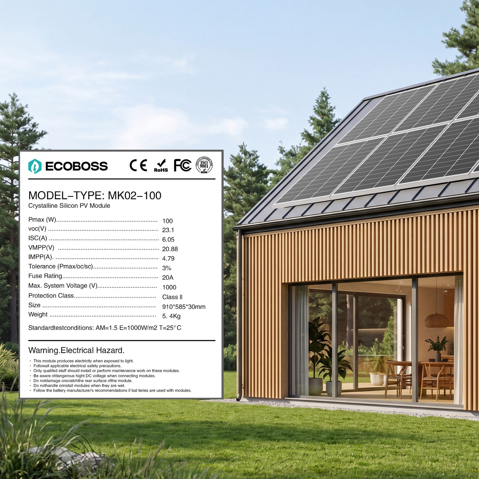 100W N-Type Solar Panel 16BB 25.6% High Efficiency PV Module Power RV Home Car
