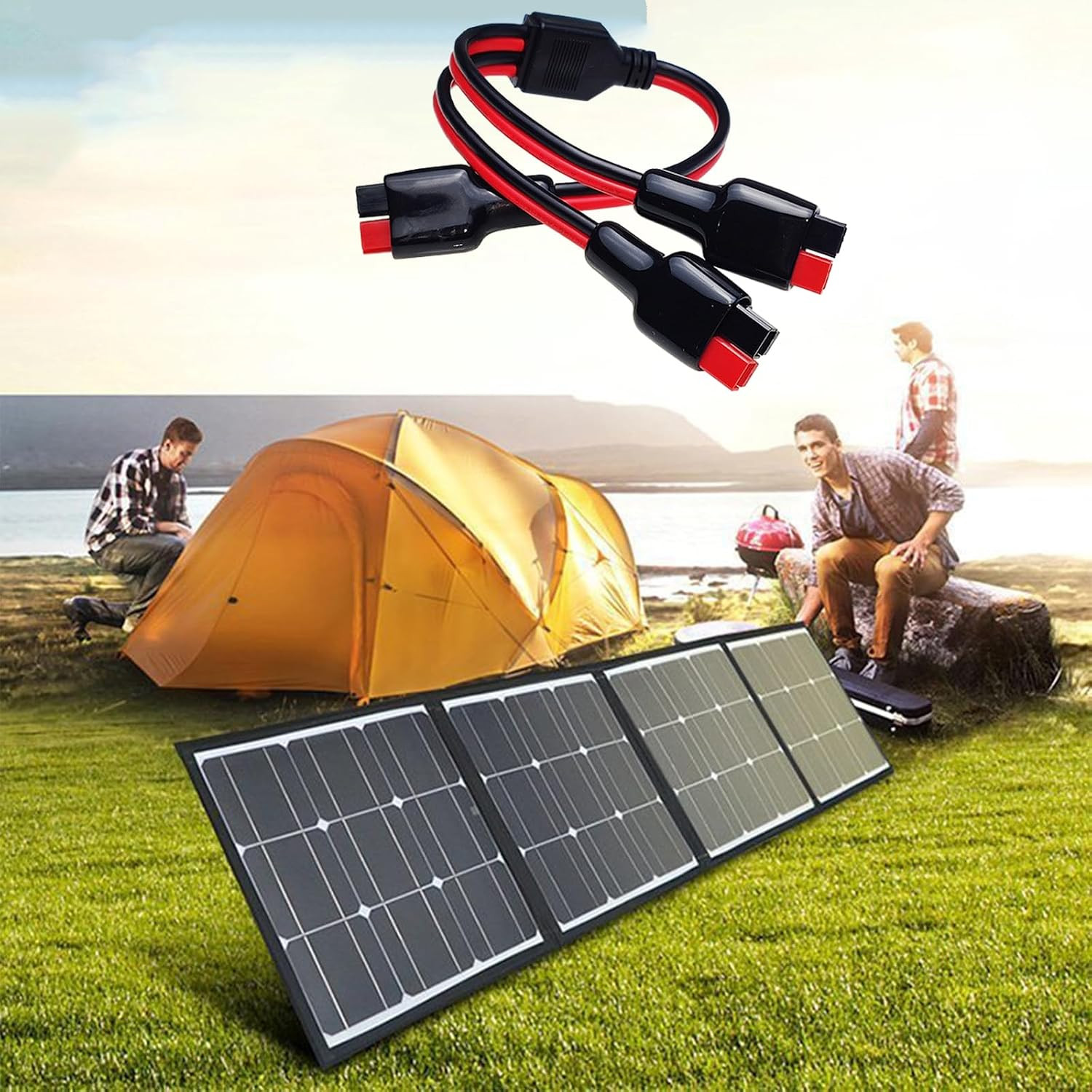 1 to 2 Anderson Y Splitter Cable,12Awg Solar Charging Splitter Cable Solar Panel