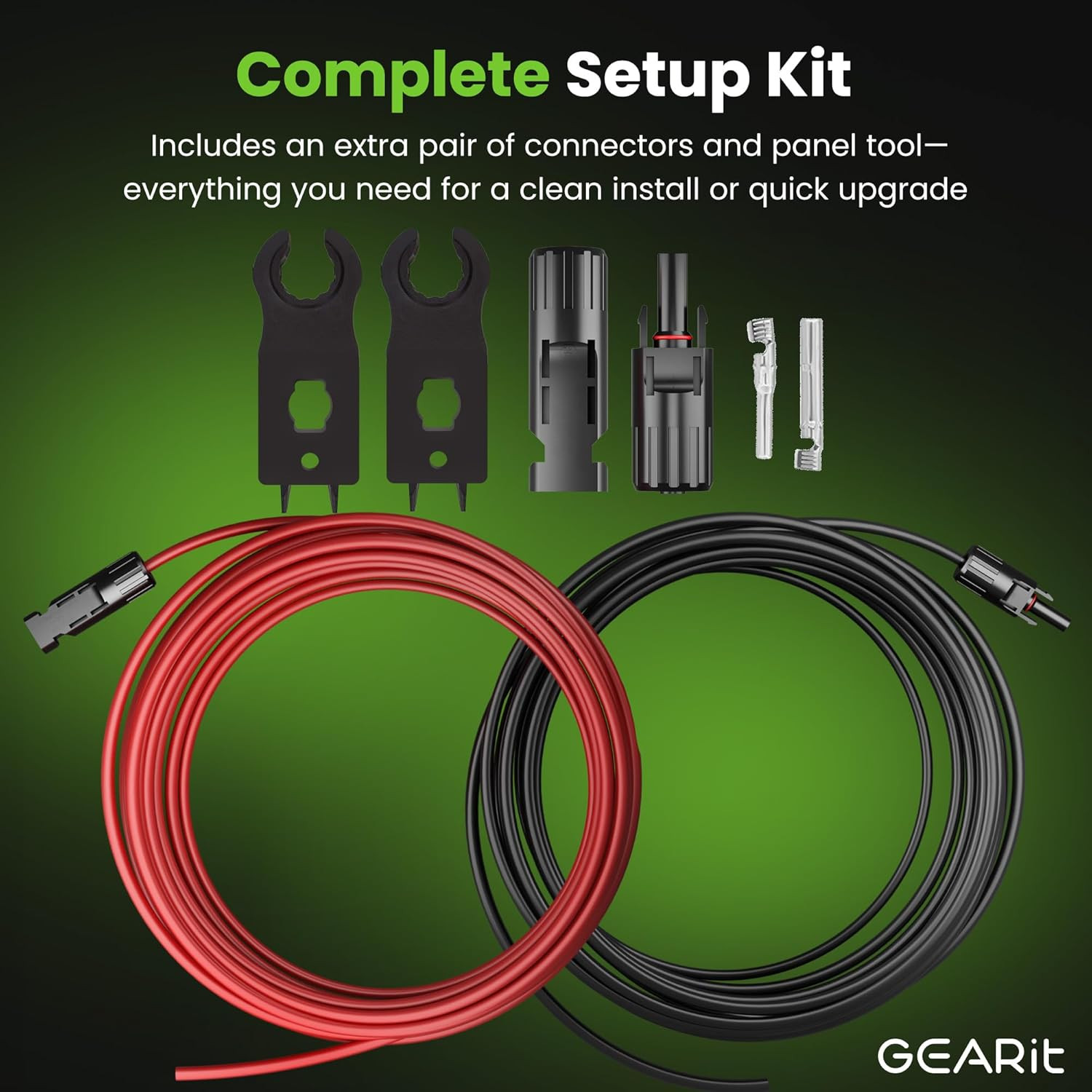 50ft 12 Gauge Solar Panel Extension Cable with MC4 Connectors – 100ft Total