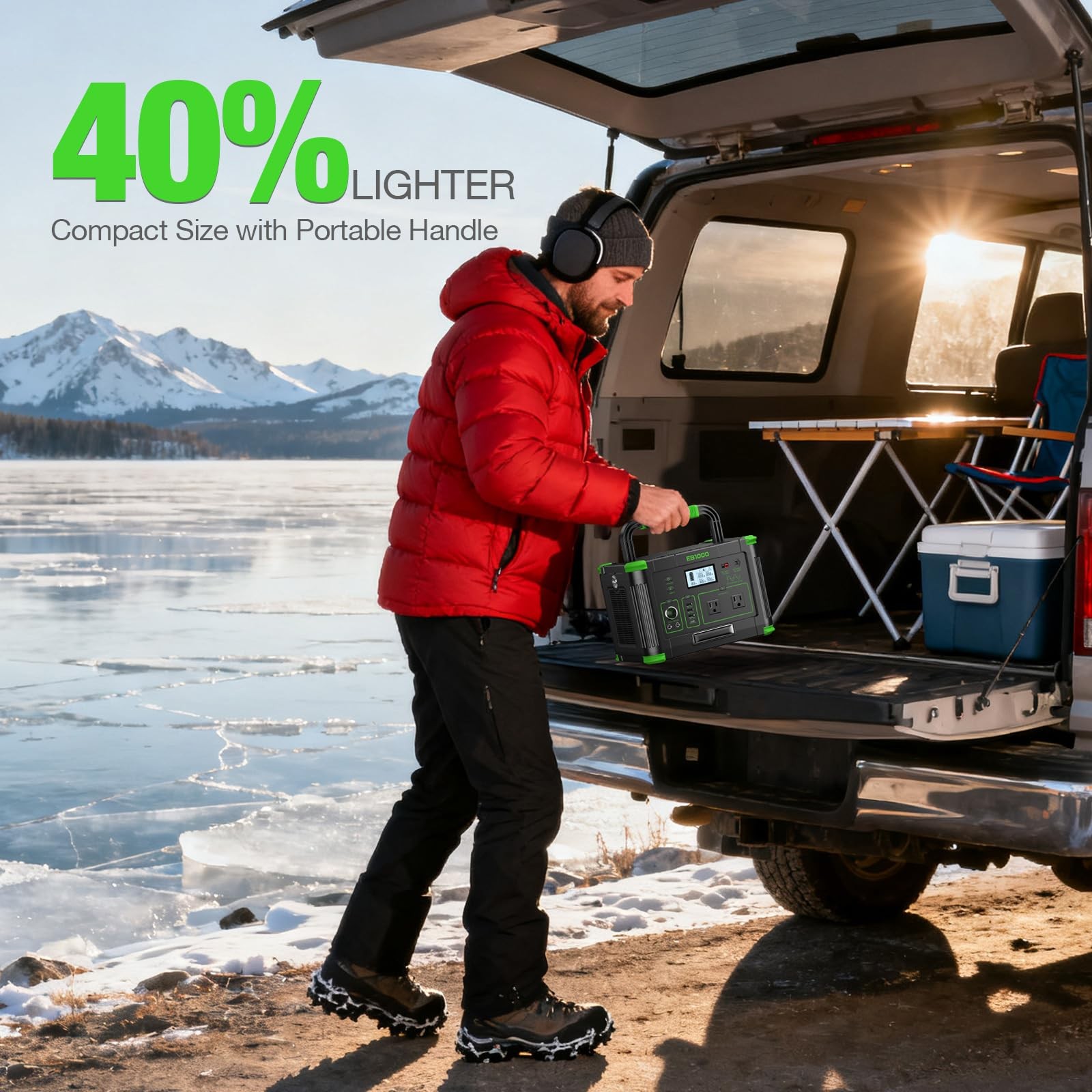999Wh Solar Generator 1000W Peak 2000W, Portable Power Station with Pure Sine…