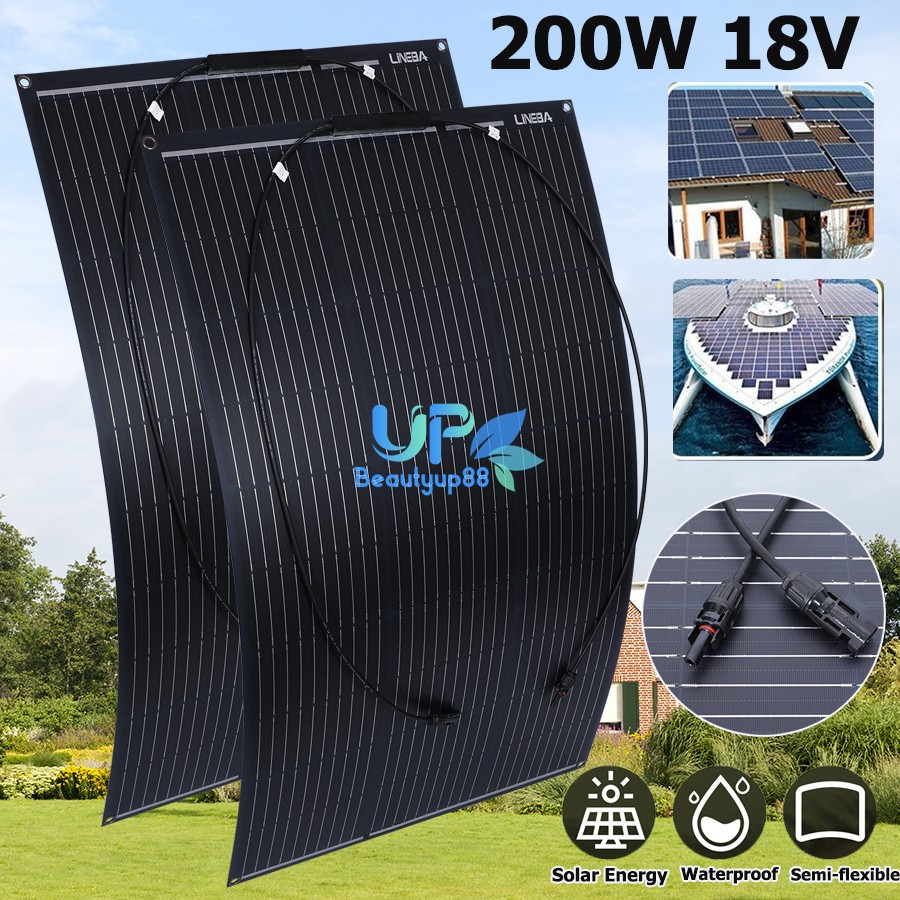 Flexible Solar Panel 200W Watt 18V Monocrystalline Off-Grid Solar Power for Home