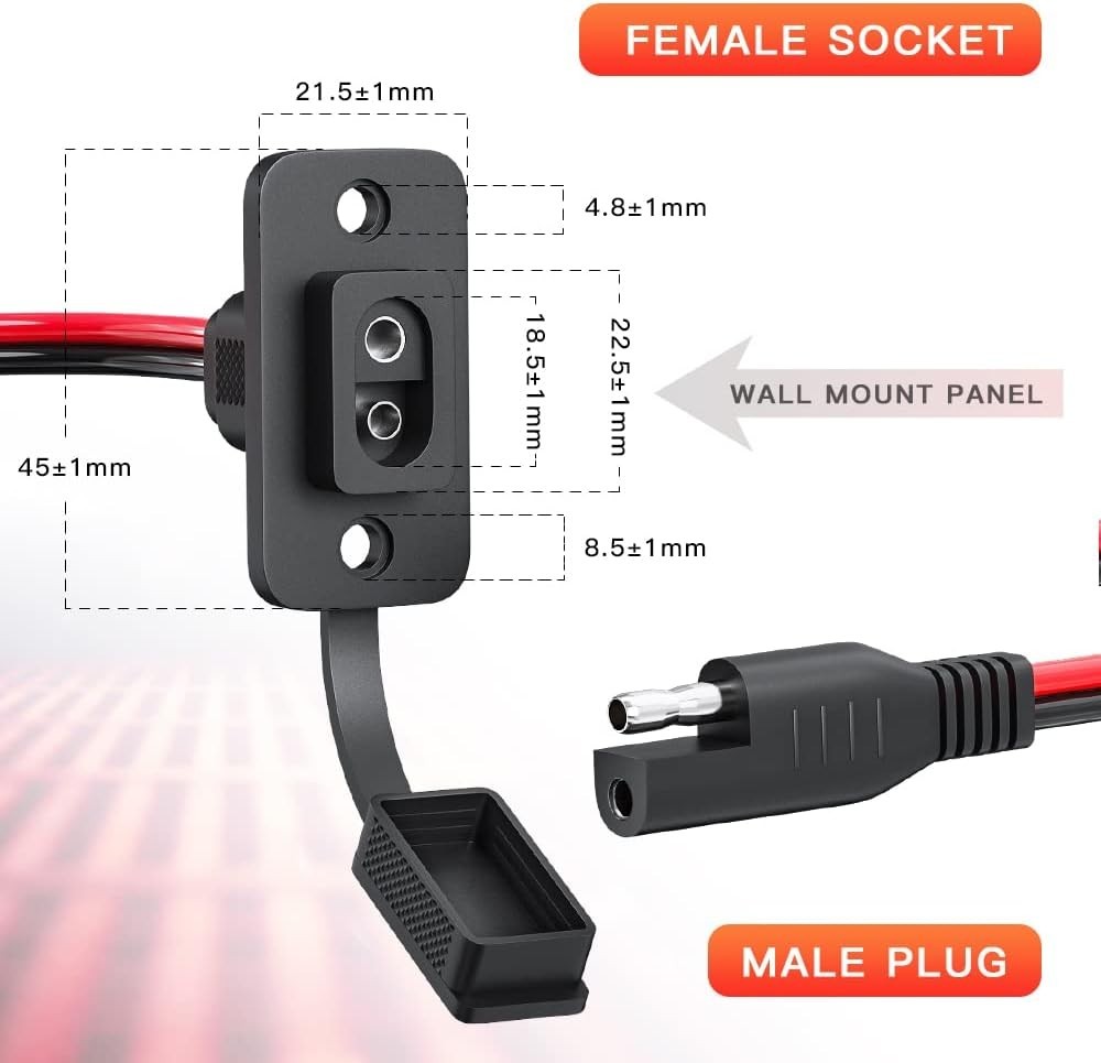 Versatile SAE Flush Mount Connector Set for Solar Generators & Vehicles – 1.15ft