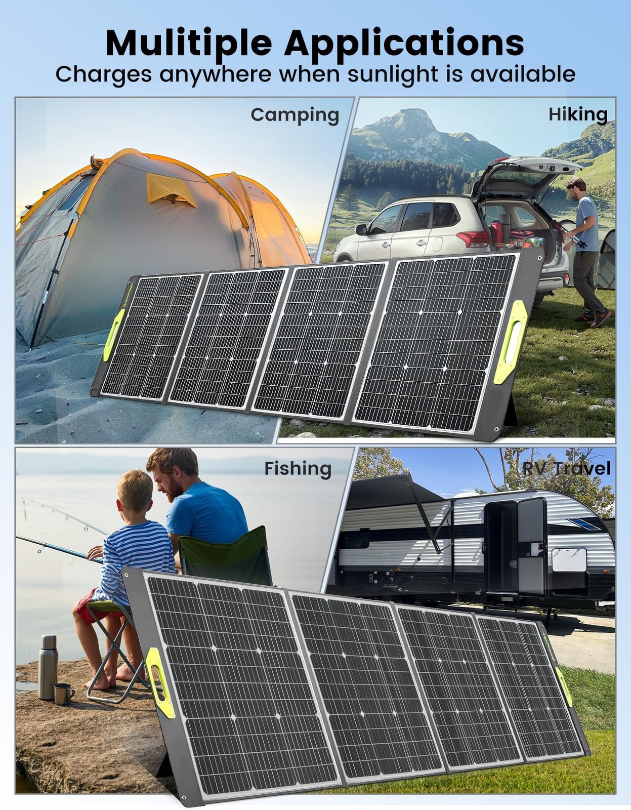 800W Portable Solar Panel, 2pcs 400W Portable Solar Panels 39V, 23% Efficienc…