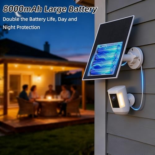 5W Solar Panel for Ring with 8000mAh Battery, Compatible for Ring (1 pack)