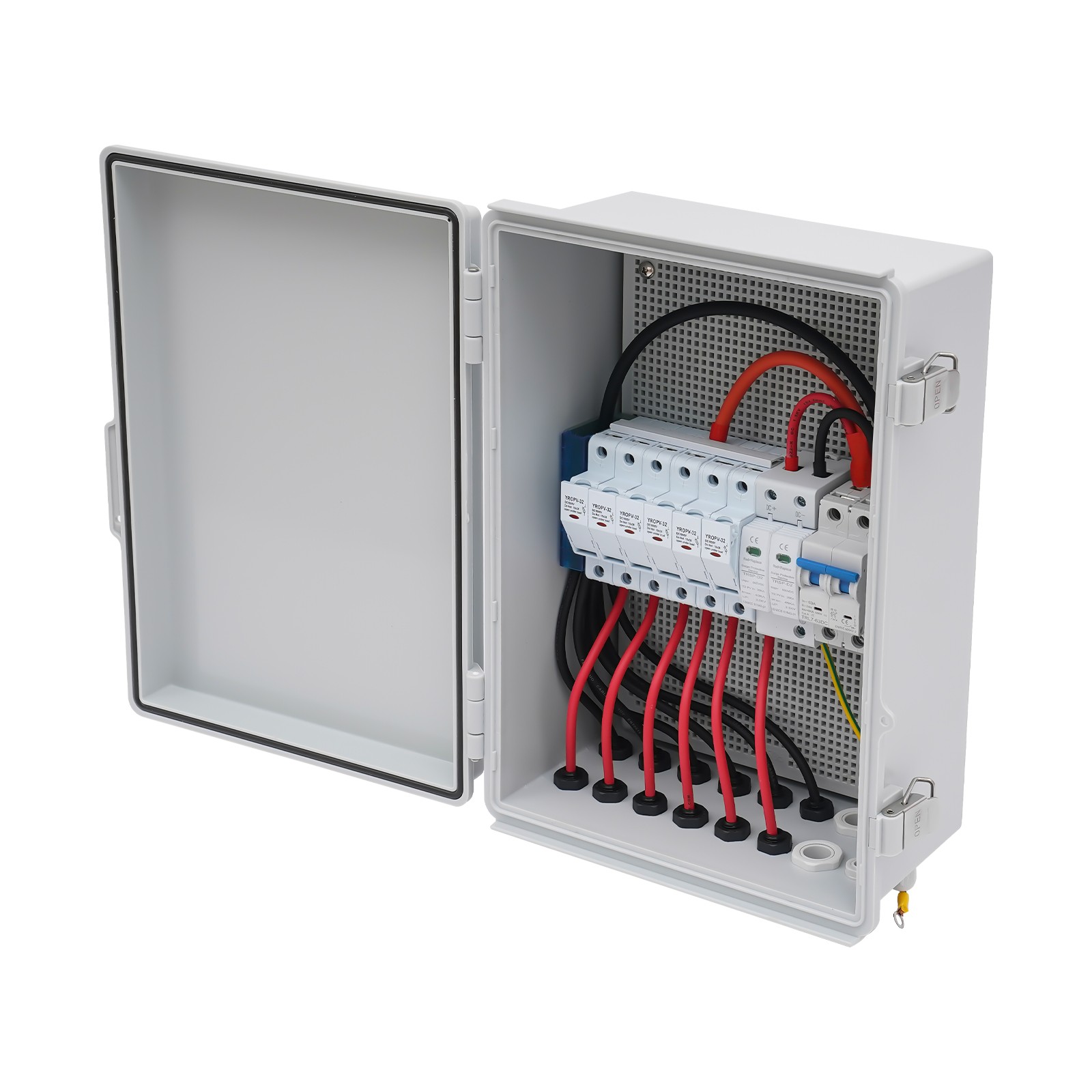 Solar PV Combiner Box With Lightning Protection 63A 6 strings For Solar Panel