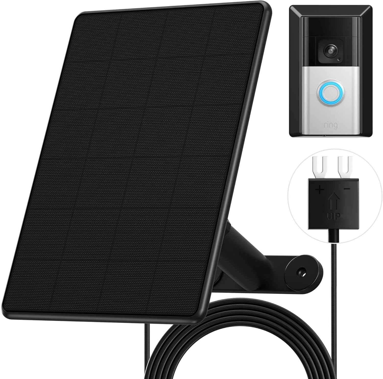 Solar Panel Charger for Ring Video Doorbell 3/3+/4, Battery Doorbell Plus/Pro wi