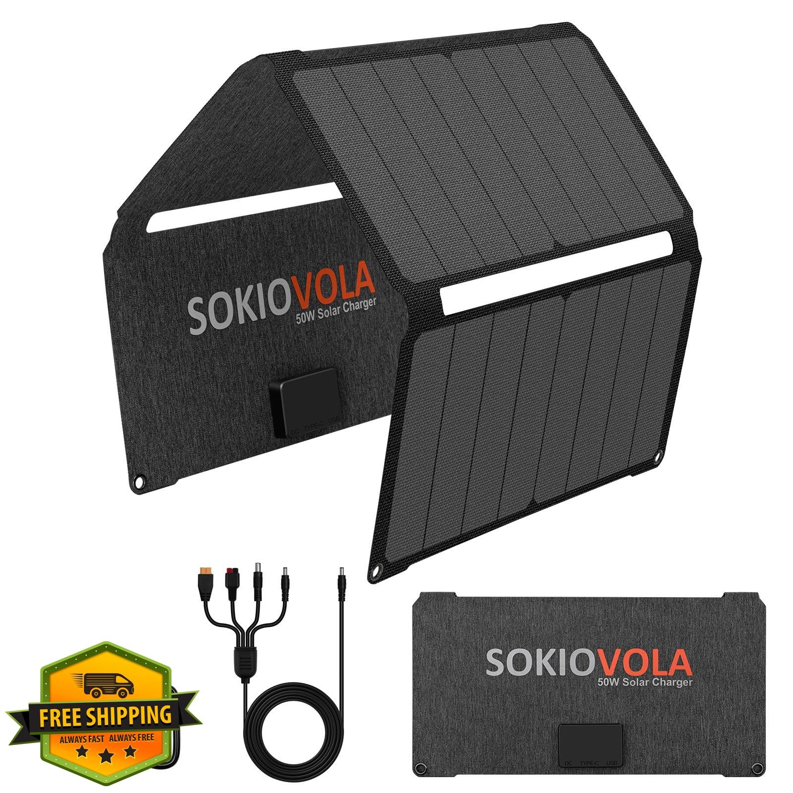 SOKIOVOLA 50W Foldable Solar Panel 50 Silver Grey