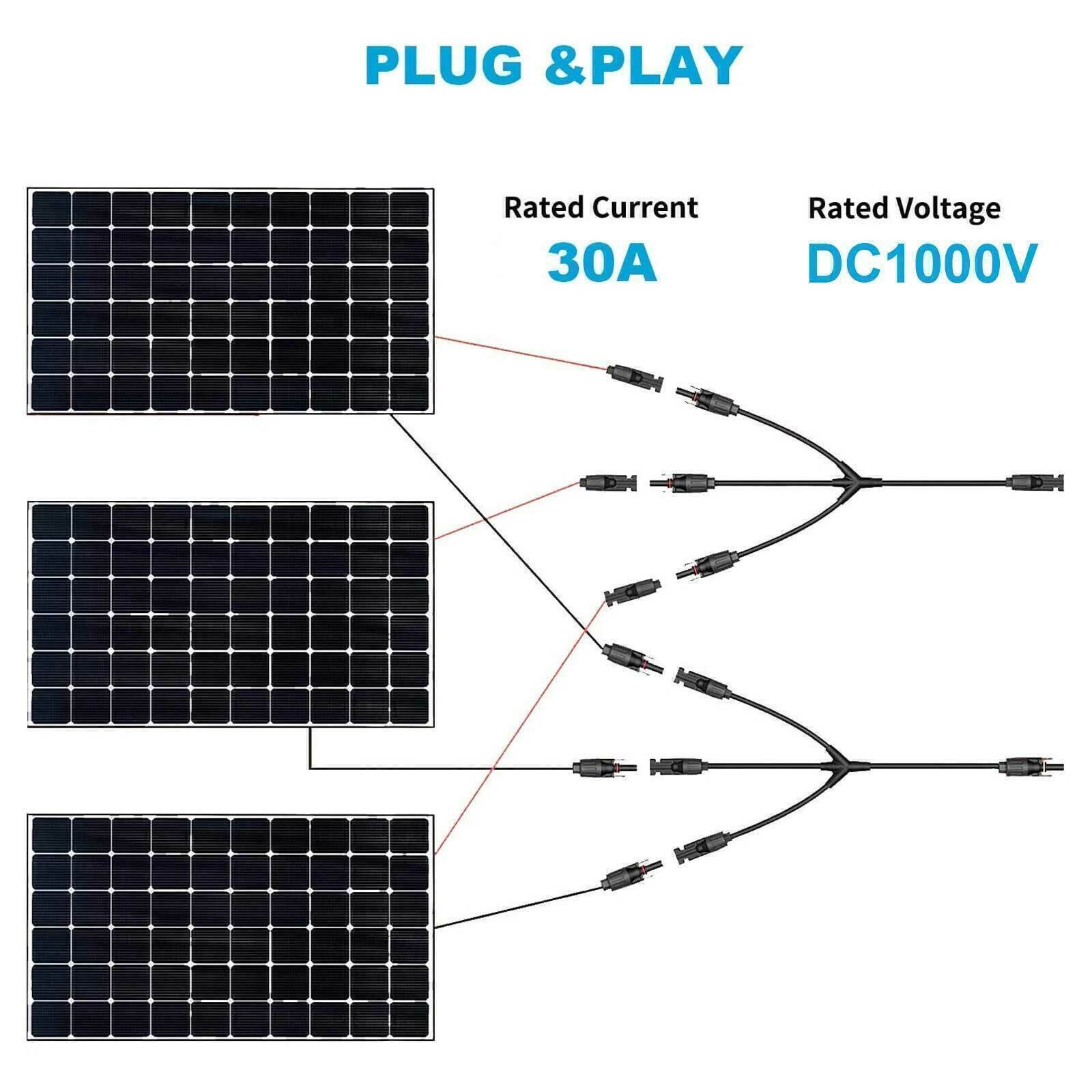 Solar Panel 2 3 Y Branch Cable Connection Waterproof Adapter Connector Extension