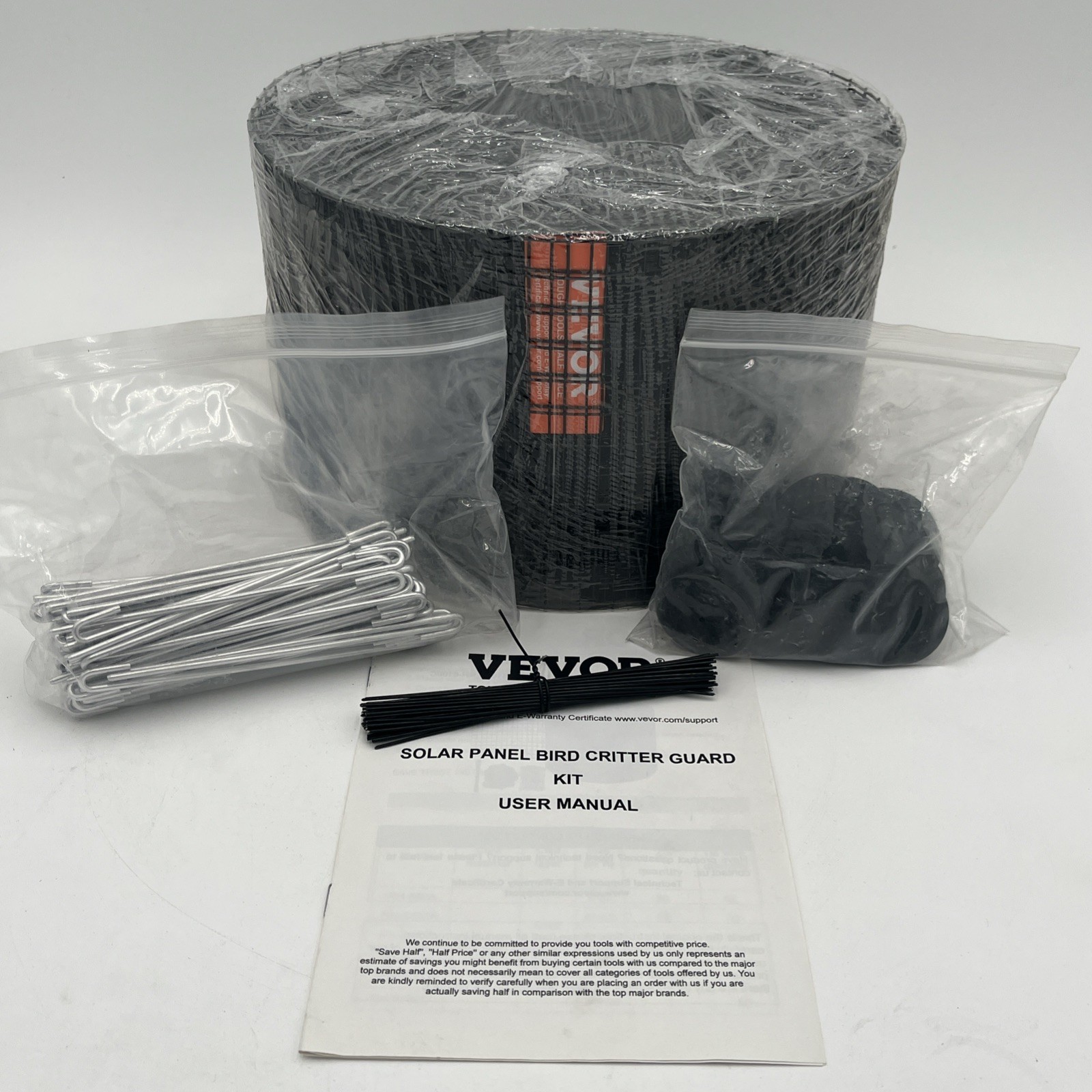 NEW!! VEVOR 6”x100’ Solar Panel Bird Critter Guard Roll Kit w/ 100pc Fasteners