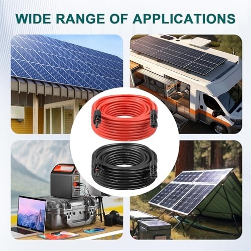 20FT 8AWG Solar Panel Extension Cable with Waterproof Connectors for RV, Home, B