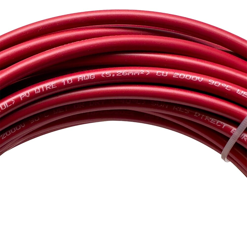 10′ RED & Black 10AWG Solar Panel Wires 2000V UL 4703 Pure Copper Made in USA