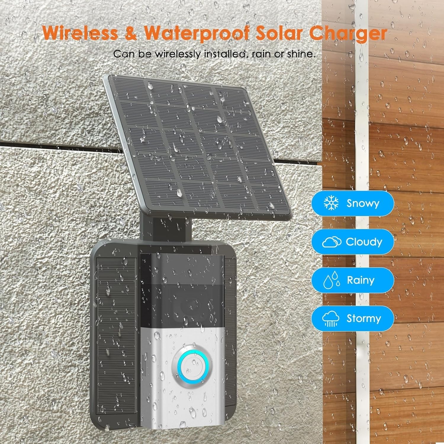 Solar Charger Compatible for Ring Video Doorbell 3/3 Plus/4/Battery Doorbell Plu