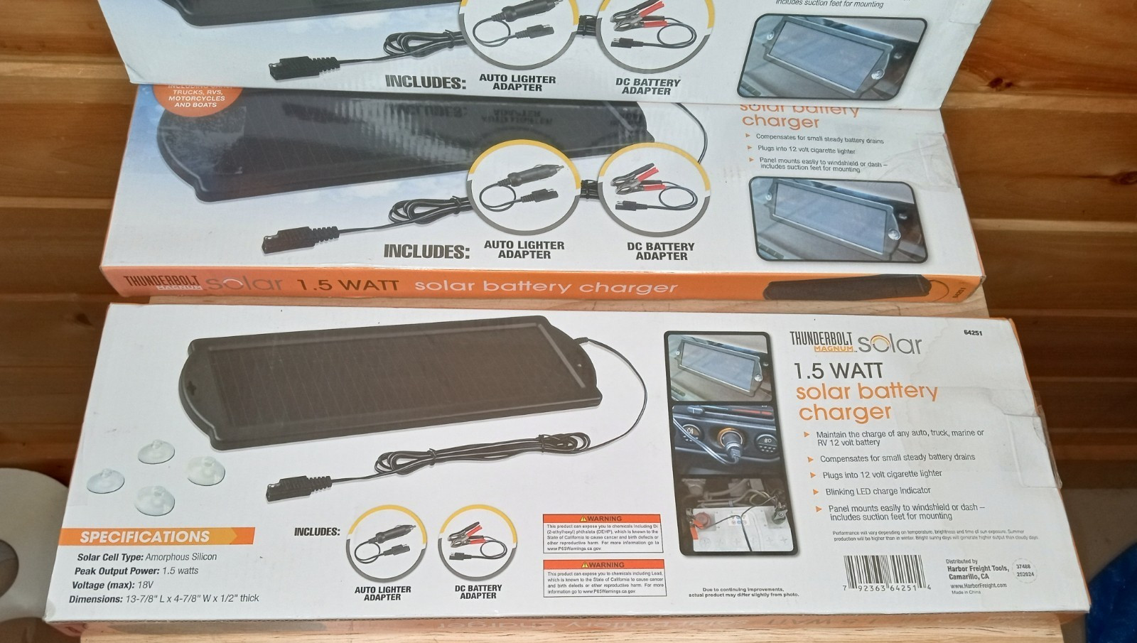 Thunderbolt Magnum Solar 1.5W 12V Solar Battery Charger Trickle Maintainer x3
