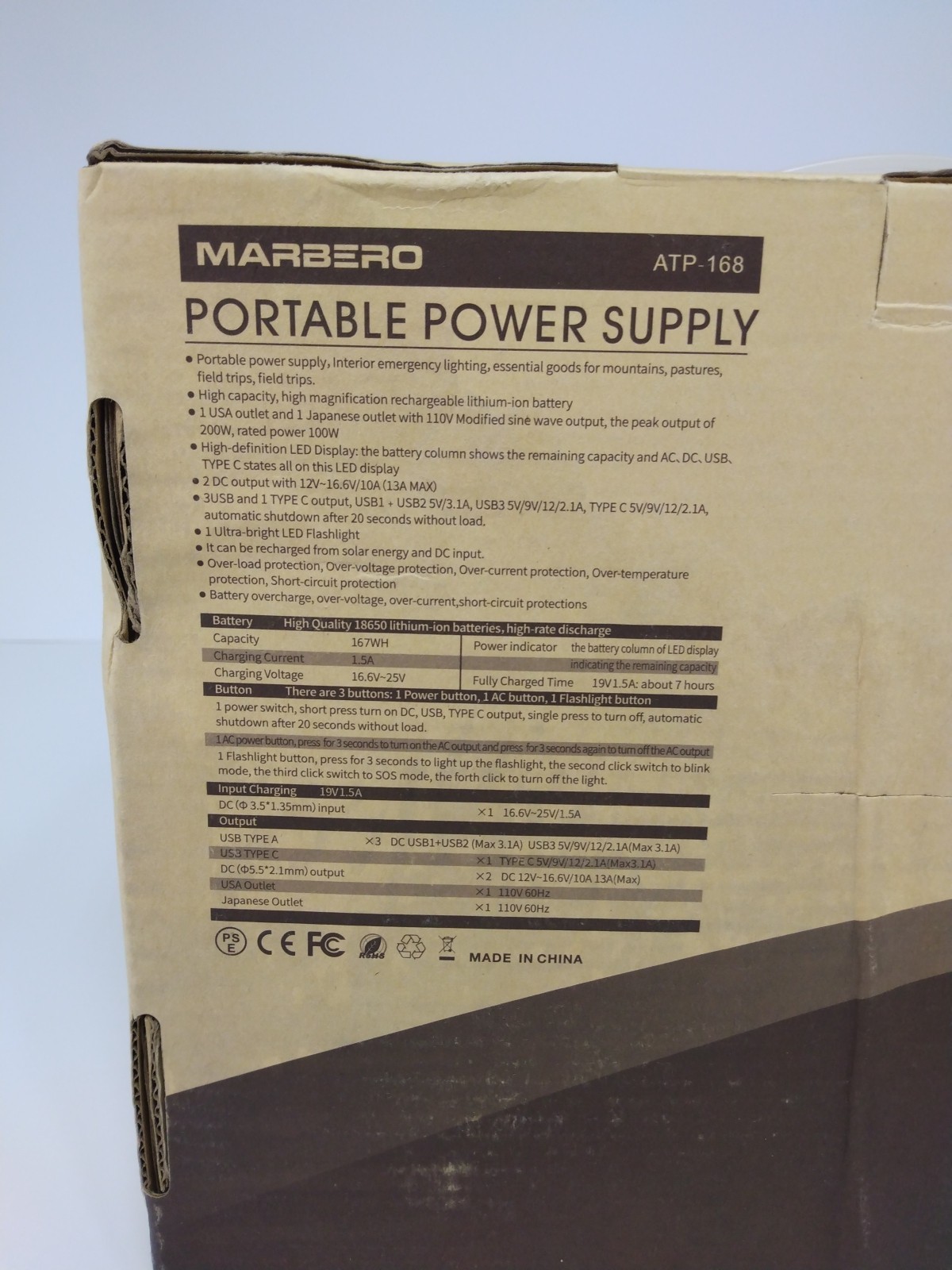 MARBERO ATP-168 Portable Power Supply Camping Portable Power Bank