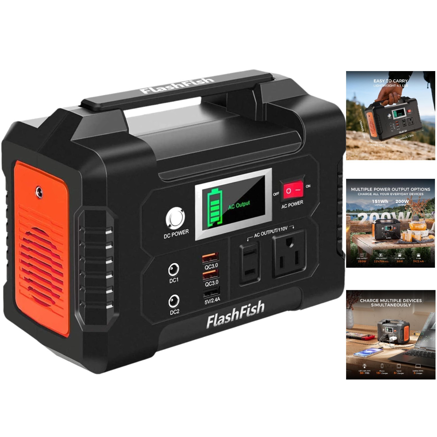Lightweight 200W Portable Power Station with USB & AC Outlets for Outdoor Use