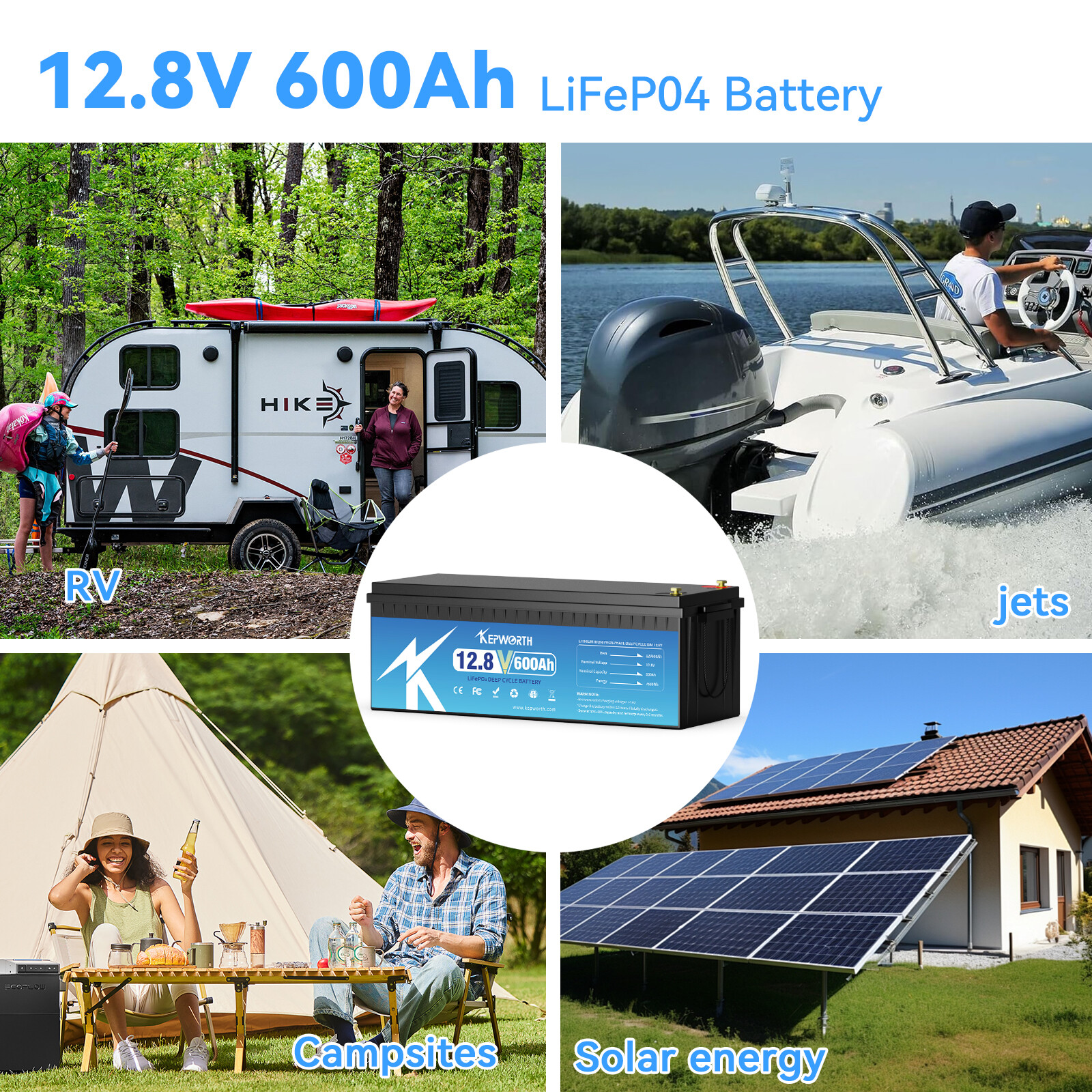 12V 600AH LiFePO4 Lithium Battery 200A BMS 15000+cycles RV Solar Panel Off-grid