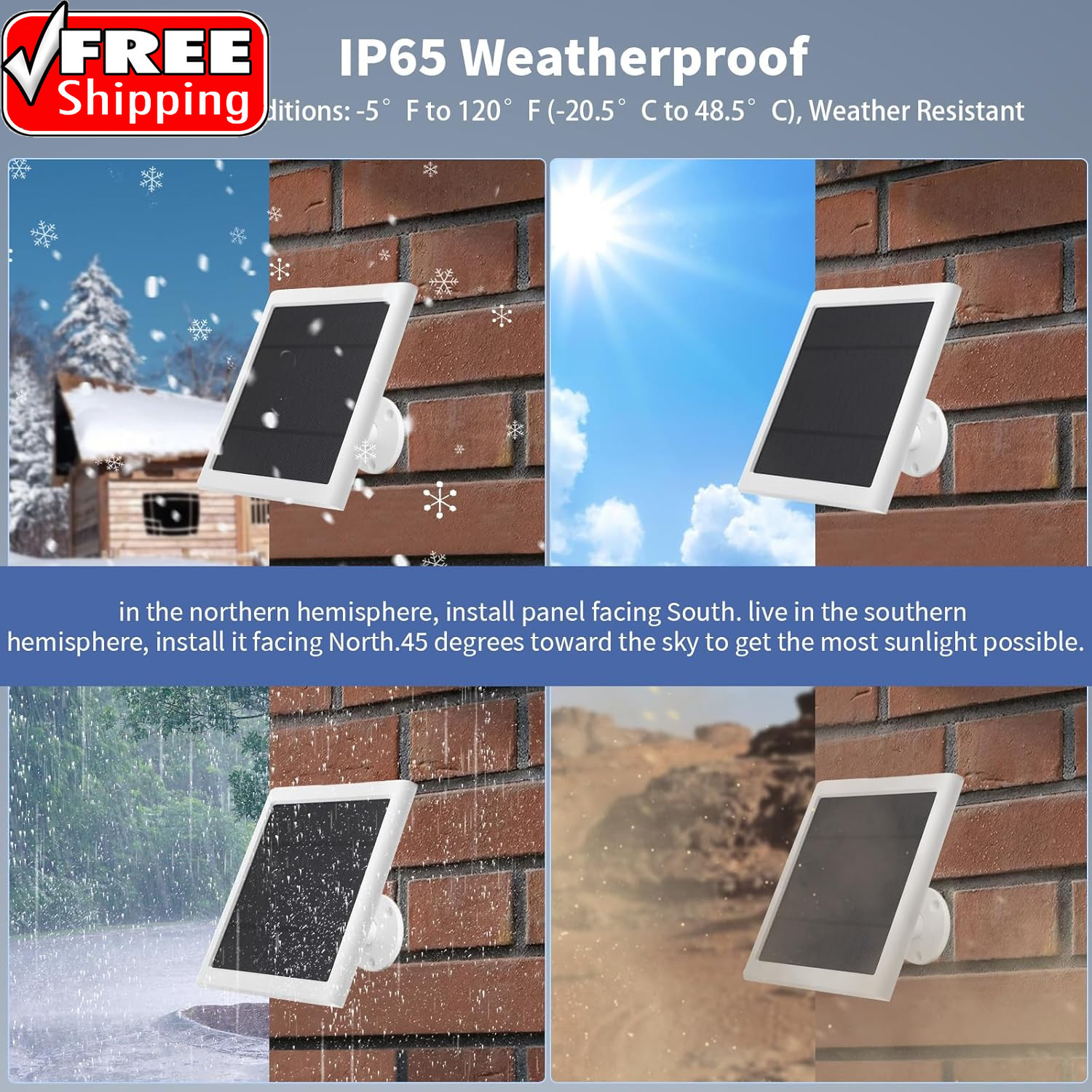 Solar Panel for Ring Camera(2Nd Generation), 2 Pack 5W Solar Panel with 10FT/3M