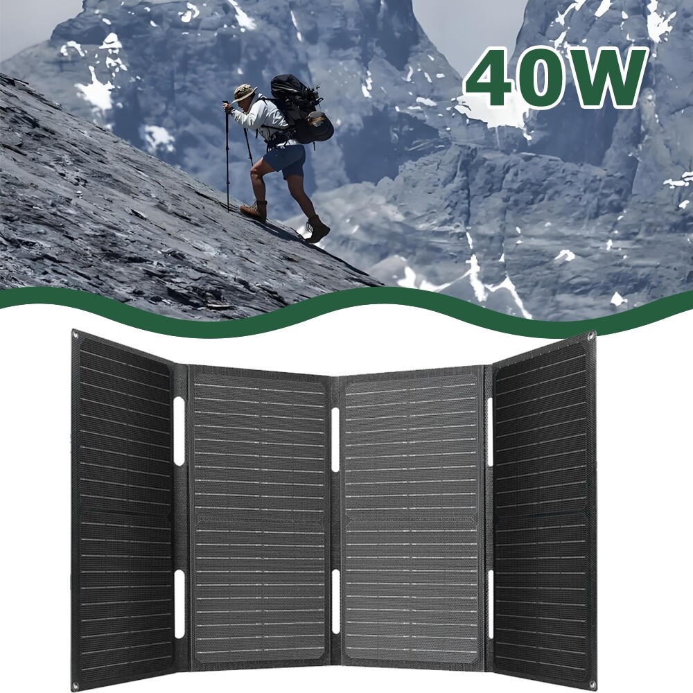 ETFE 40W Foldable Solar Panel Mat Mono Flexible Type-c/USB/DC Ports Charger