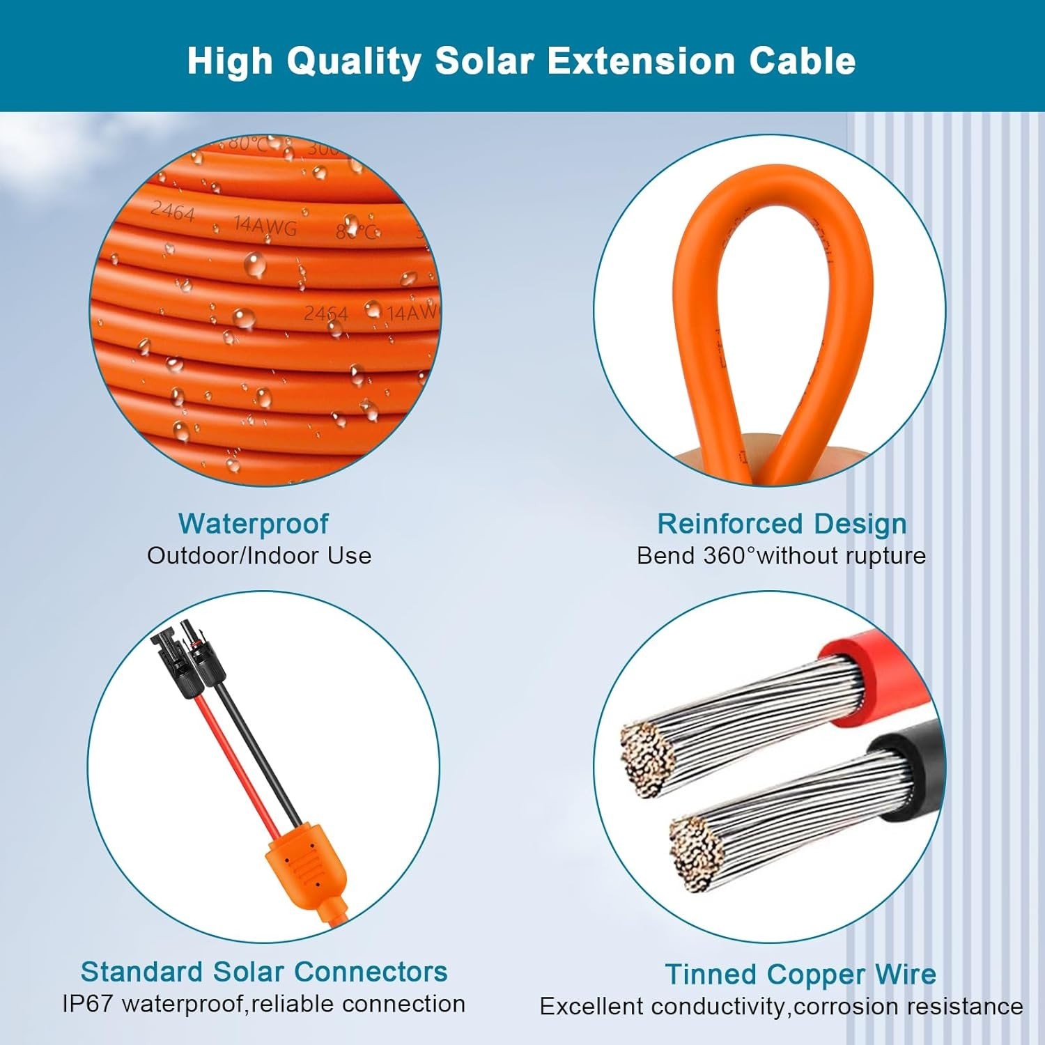 Solar Panel Extension Cable 10FT – 10AWG+14AWG Solar Wire with Female & Male …