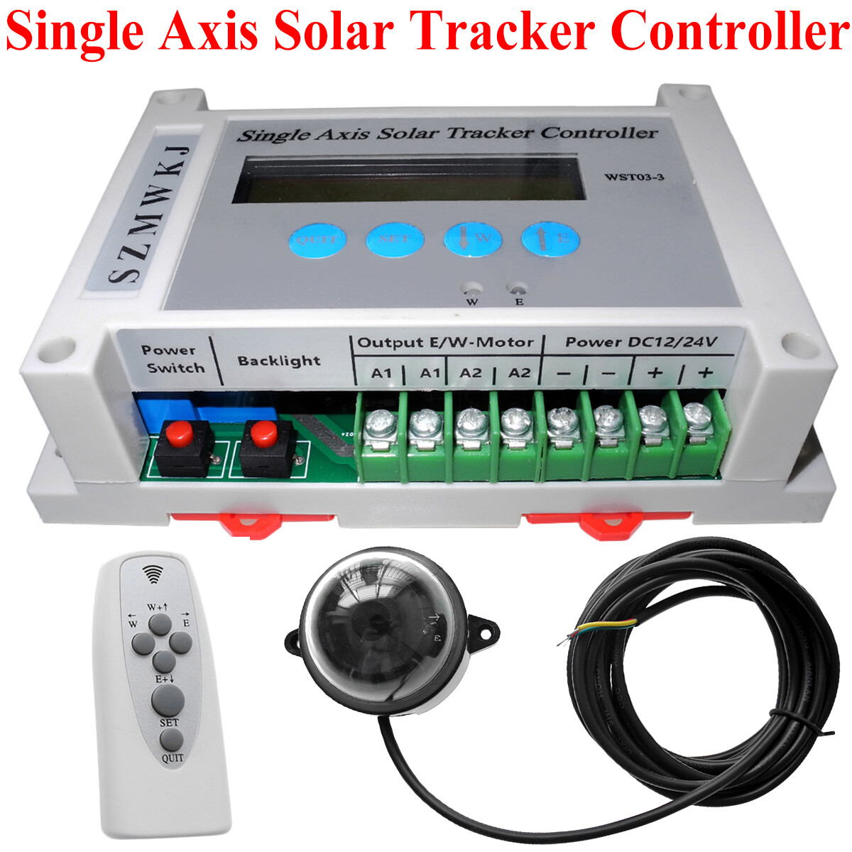 SZMWKJ Solar Panel Tracking LCD Single Axis Solar Tracker Controller & IR Remote