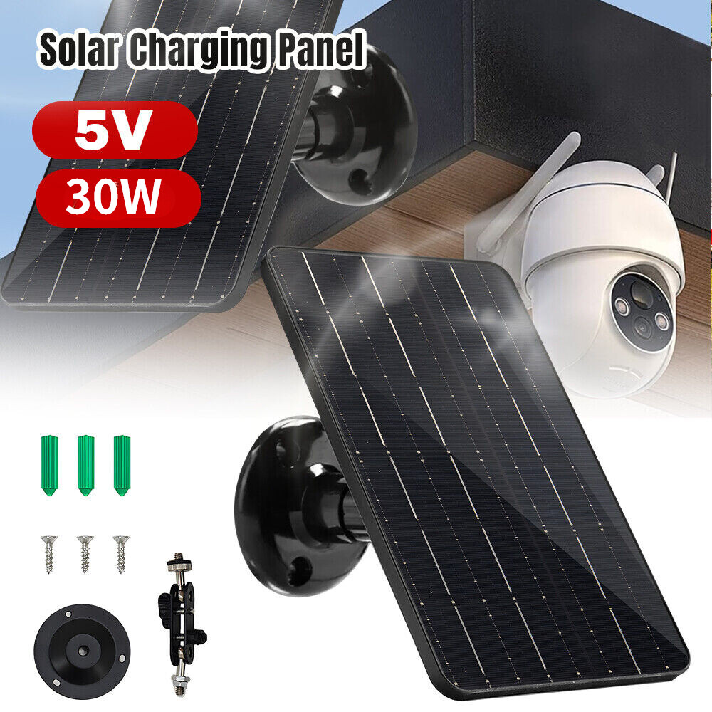 60W 30W 5V Solar Panel Camera Charger for Outdoor Cam Spotlight With Type-C Port