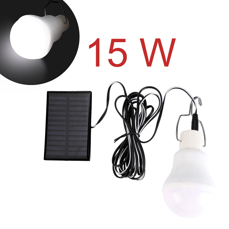 1W 6V Mini Solar Panel & 15W Rechargeable LED Light Bulb for Camping Garden US